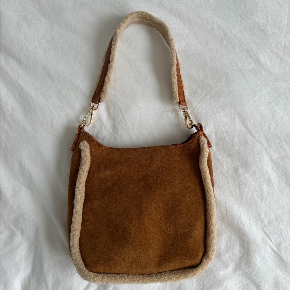 Altar’s State Women's Suede Shearling-Trim Shoulder Bag - Brown